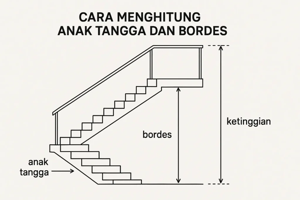 Cara menghitung anak tangga dan bordes