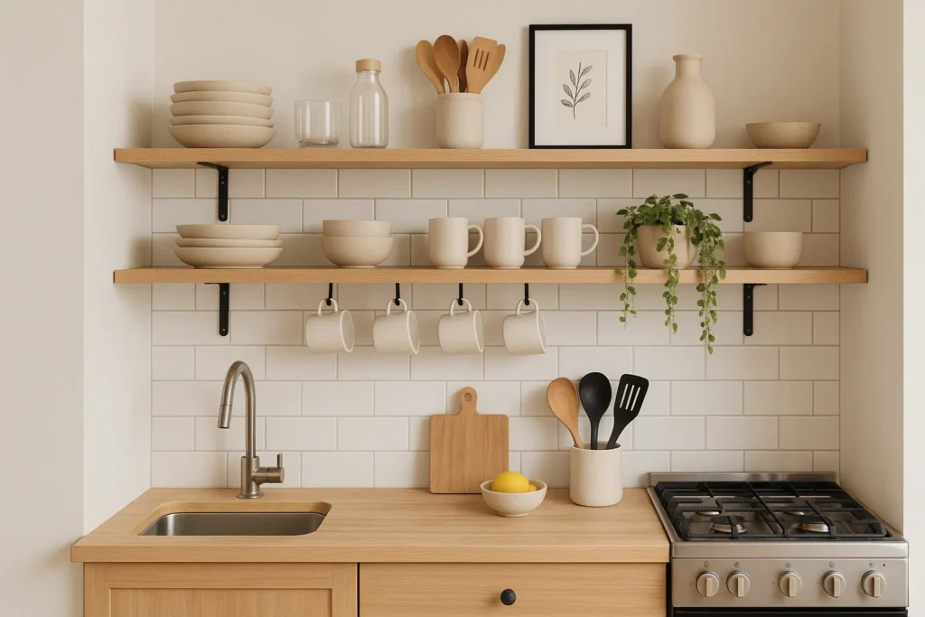 Dapur dengan rak gantung