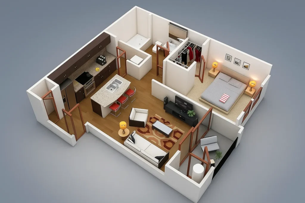 Denah Rumah Minimalis dengan 1 Kamar