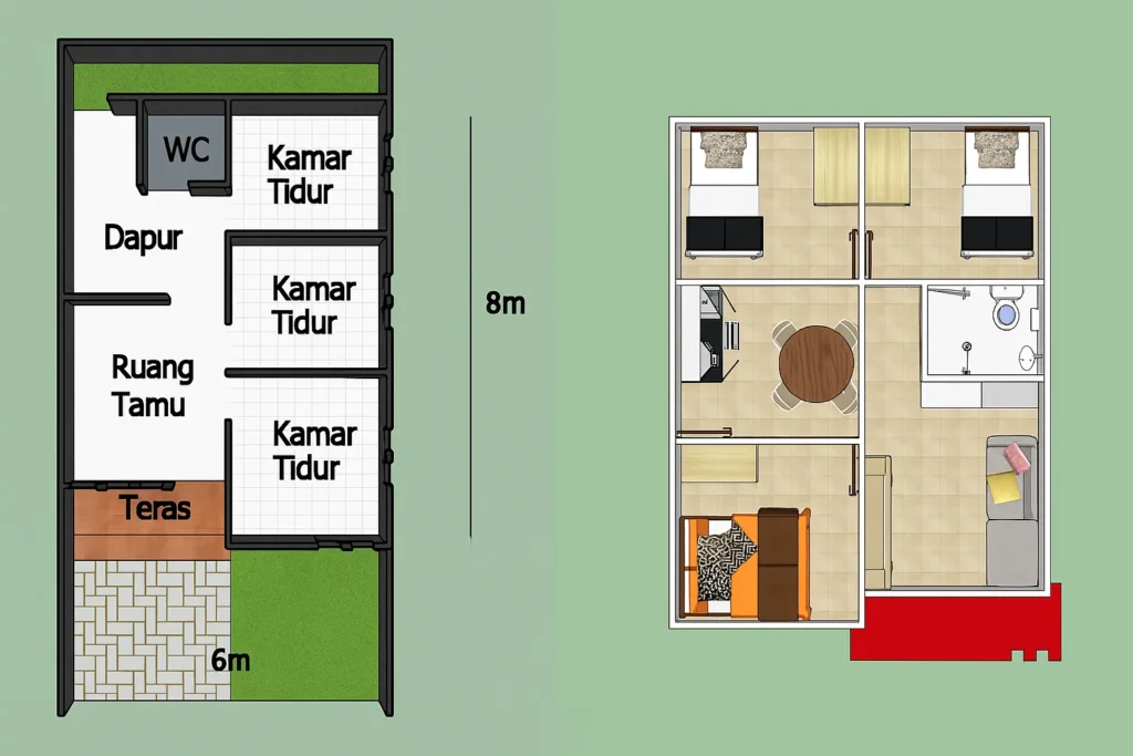 Denah Rumah Minimalis 3 Kamar