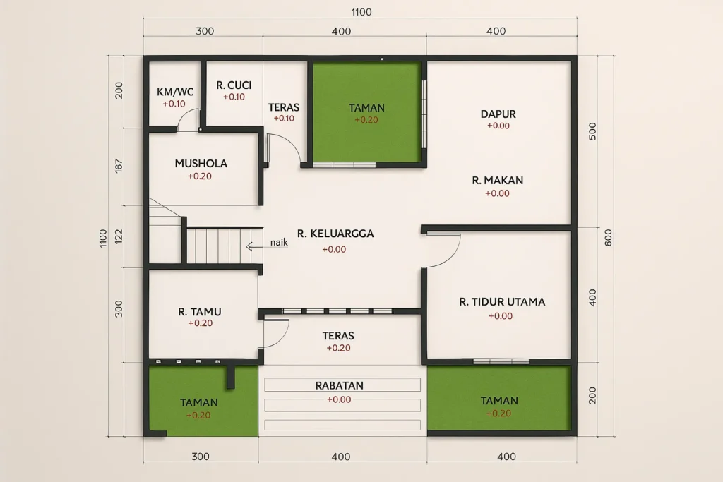 Denah Rumah Area Utama yang Luas
