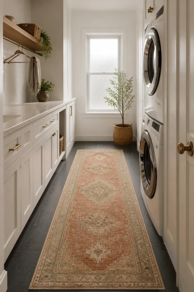 Faded Vintage Runner for Narrow Spaces