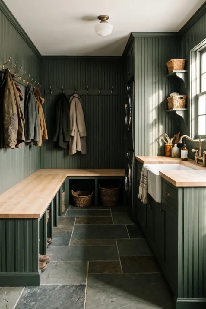 U-Shaped Mudroom and Laundry Combo