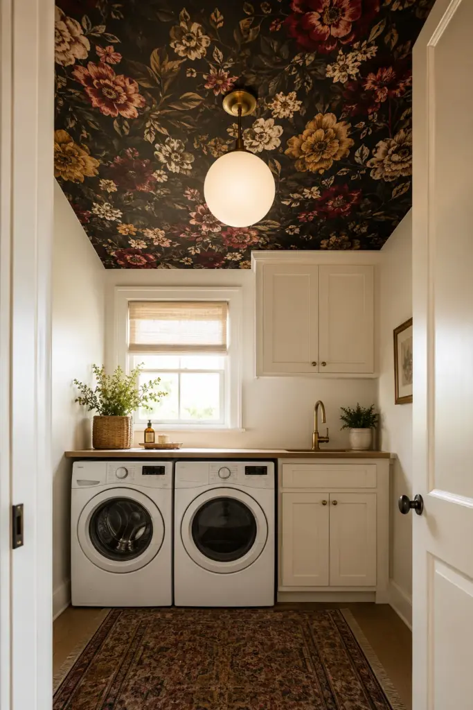 Vibrant Floral Wallpaper Ceiling