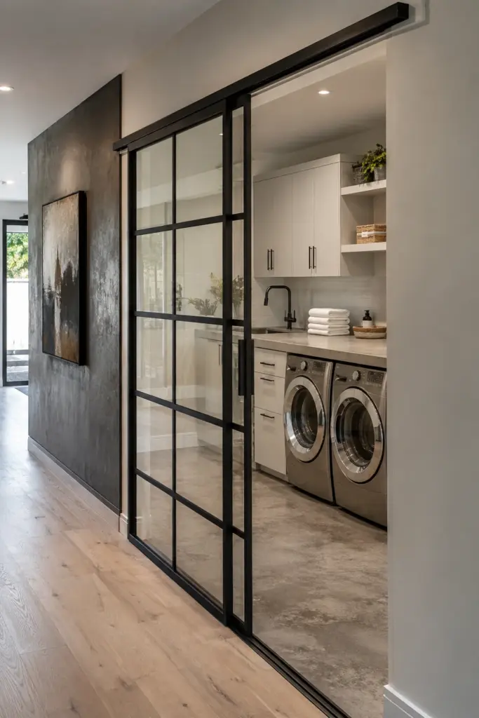 Industrial Steel and Glass Sliding Door