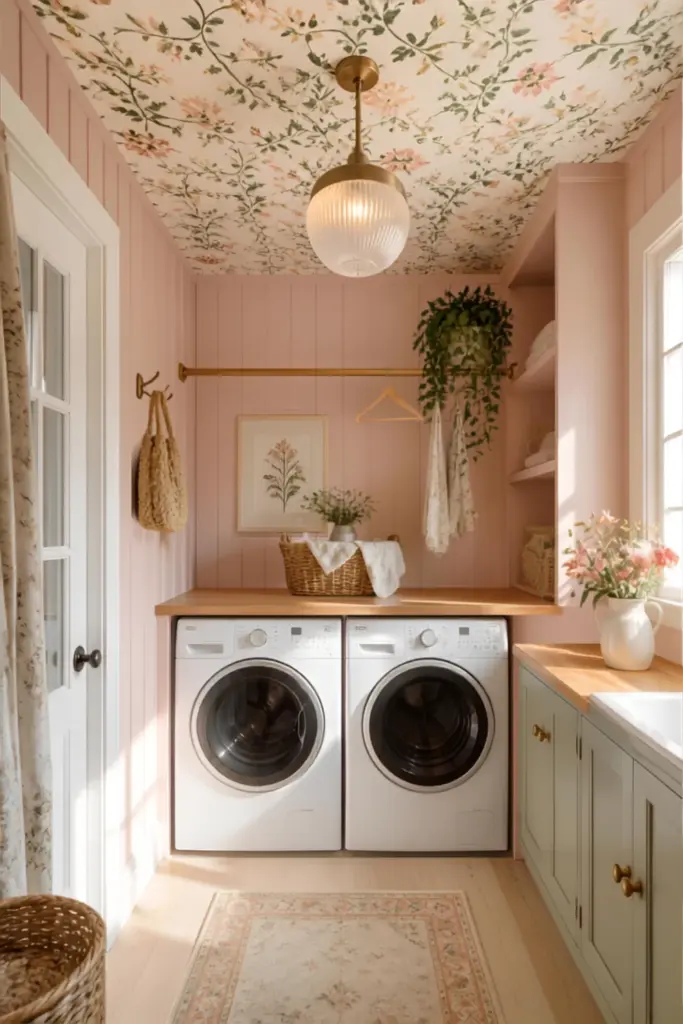 Wallpaper the Ceiling for a Whimsical Touch