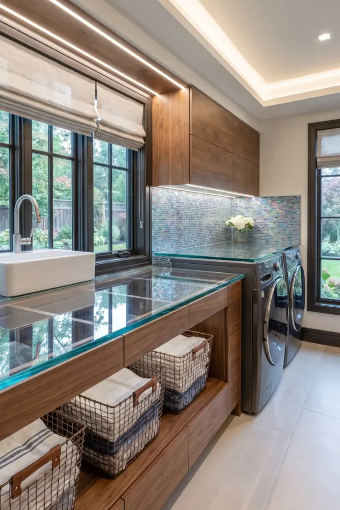 Modern Glass Top Folding Counter