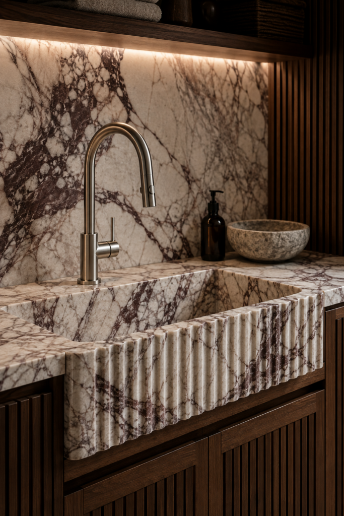 Ribbed Marble Statement Sink