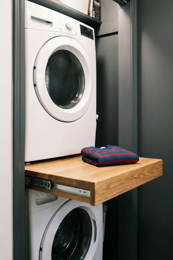 Pull-Out Folding Shelf for Stacked Units