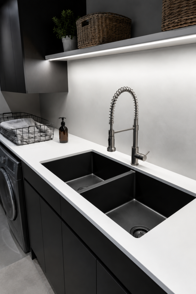 Sleek Double-Basin Black Quartz