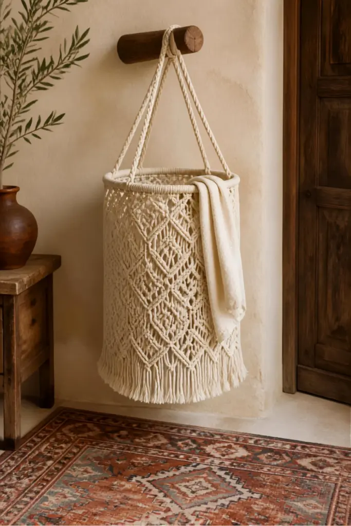 Hanging Macrame Laundry Bag