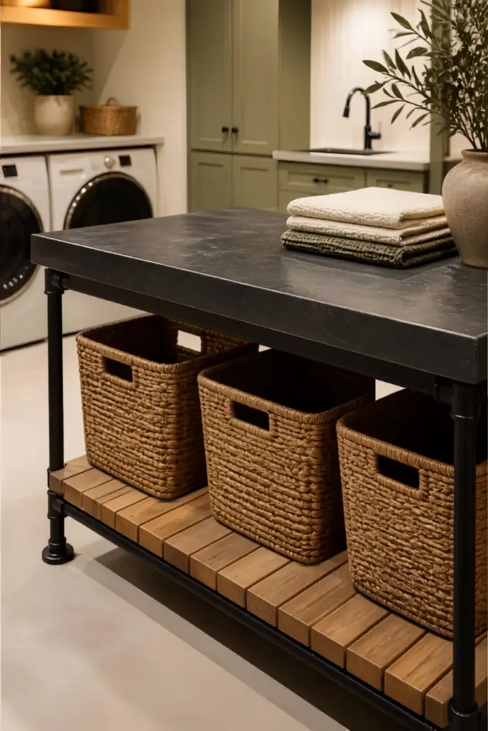 Two-Tiered Workbench with Basket Storage