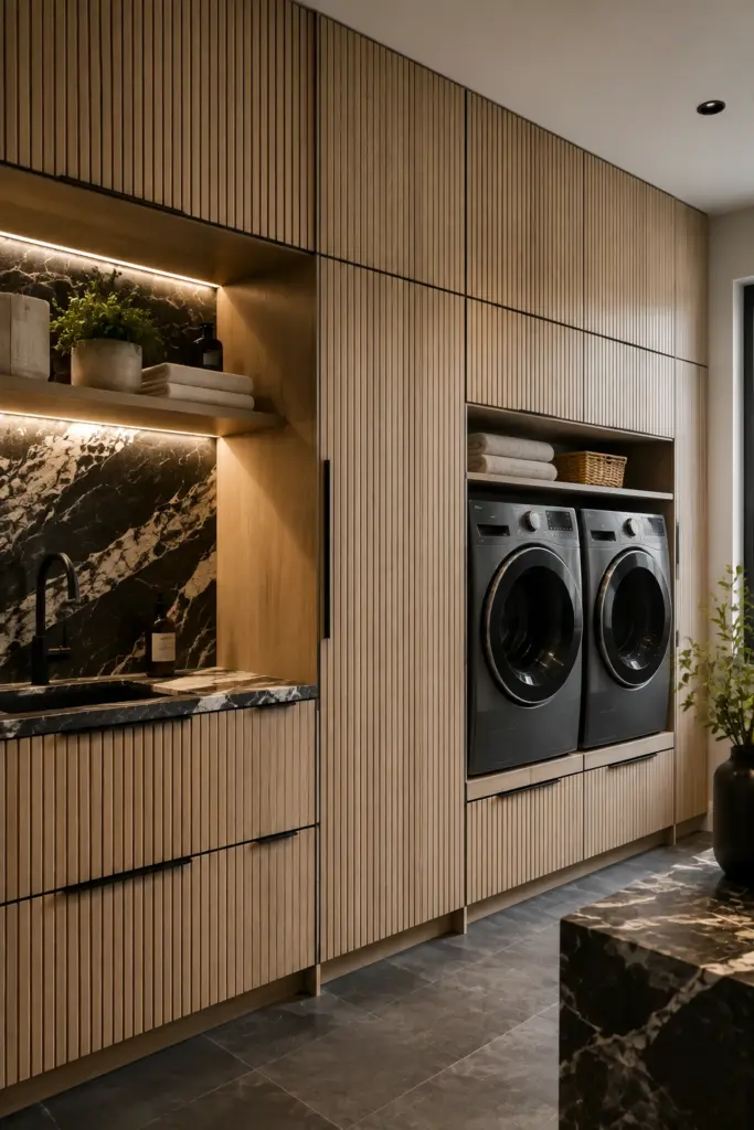 Fluted Wood Cabinetry