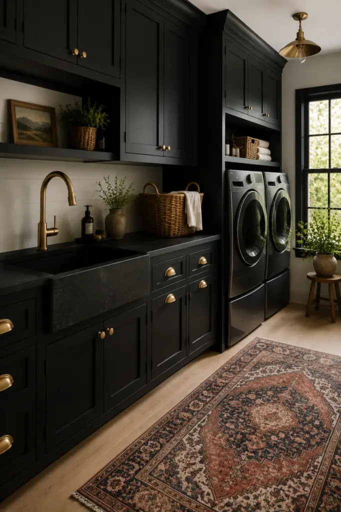 High-Contrast Black and Brass