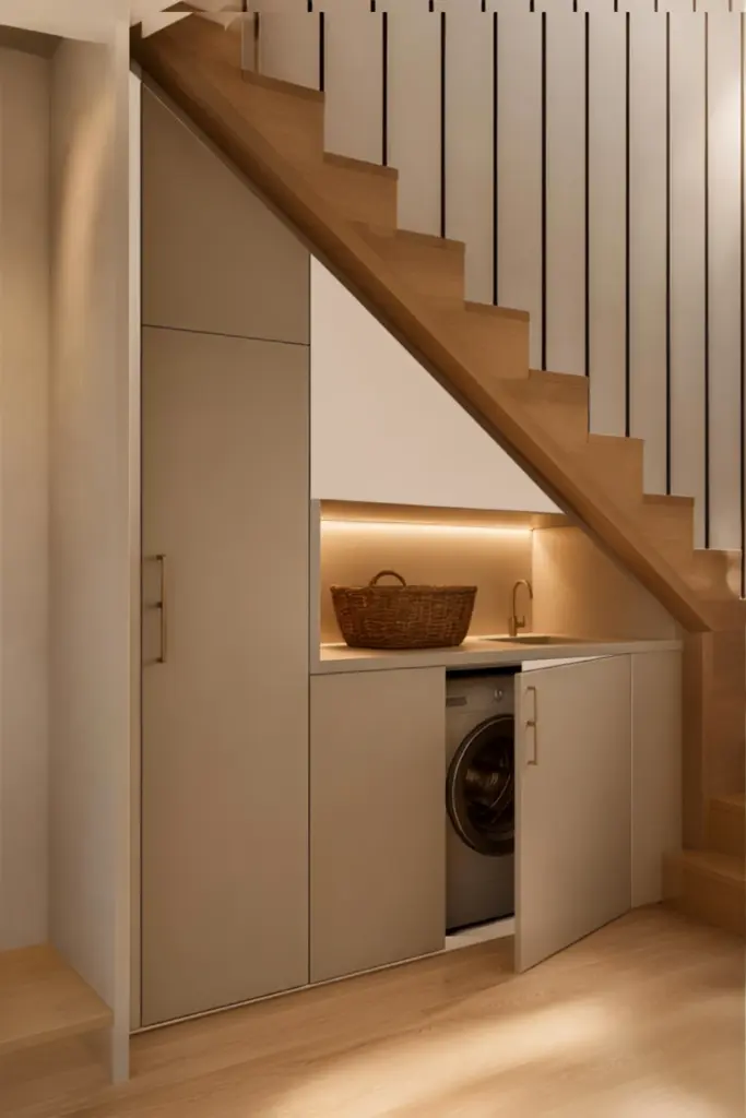 Under the Stairs Laundry Nook