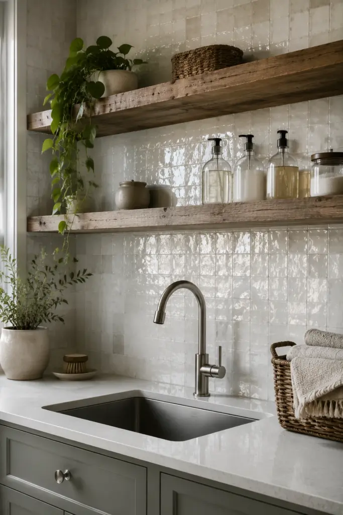 Textured Zellige Tile Backsplash