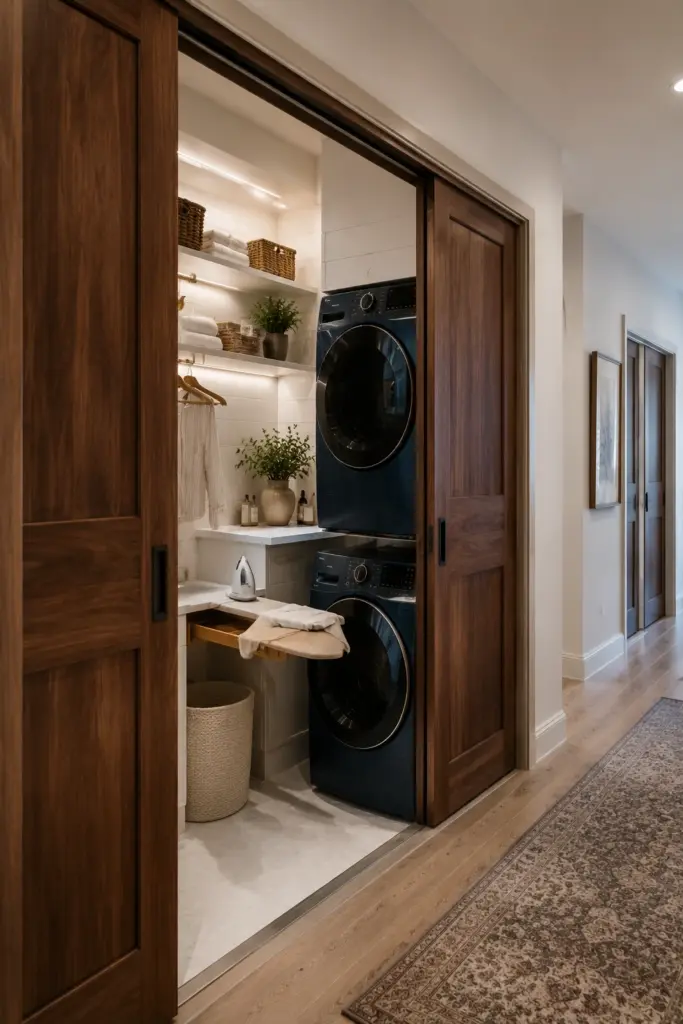 Concealed Walnut Pocket Doors