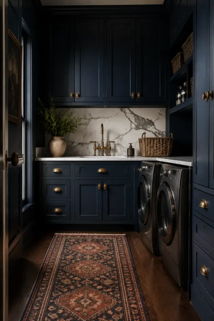 Deep Navy Blue and Antique Brass
