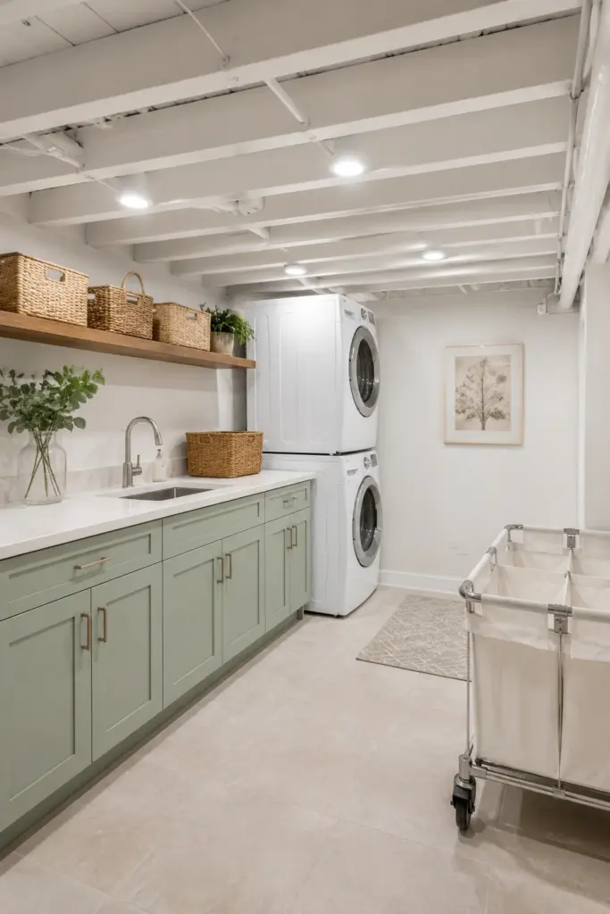 Bright Basement Laundry Oasis