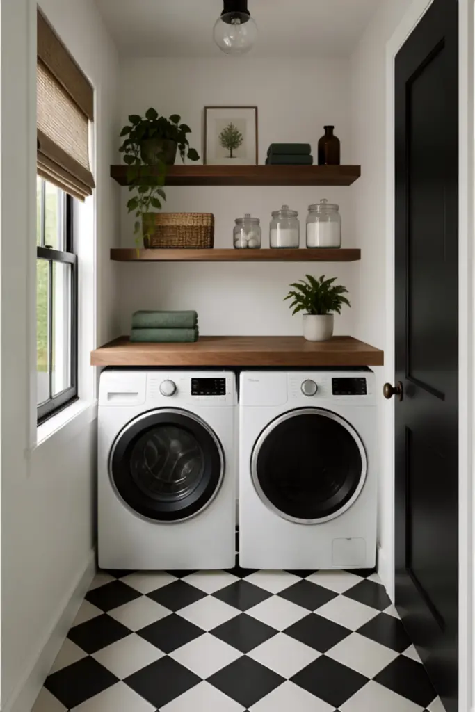 Narrow Galley Layout with Butcher Block