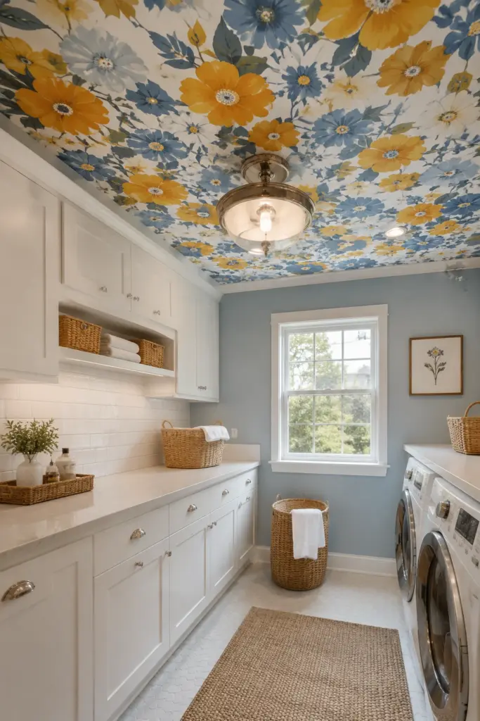 Bold Wallpapered Ceiling
