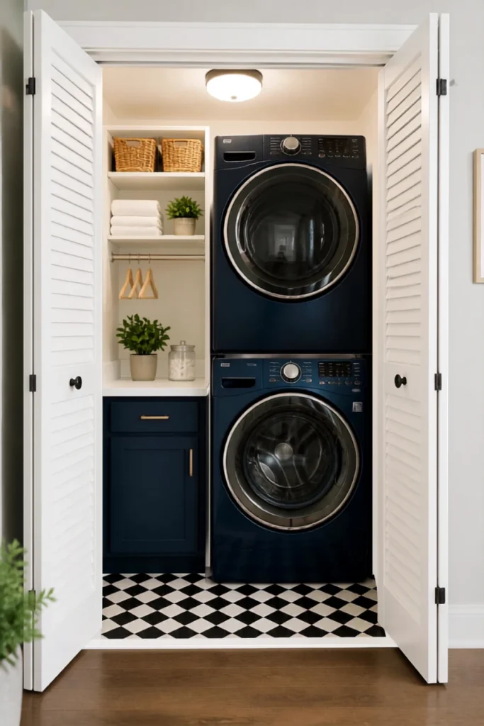 Bold Checkerboard Mat for Laundry Closets
