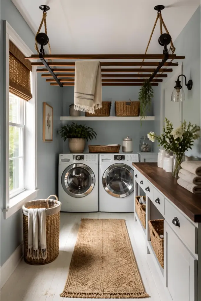 Pastel Mint Green Laundry Cabinets