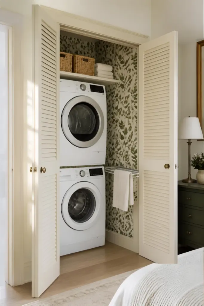 Bright European-Style Closet Corner Laundry