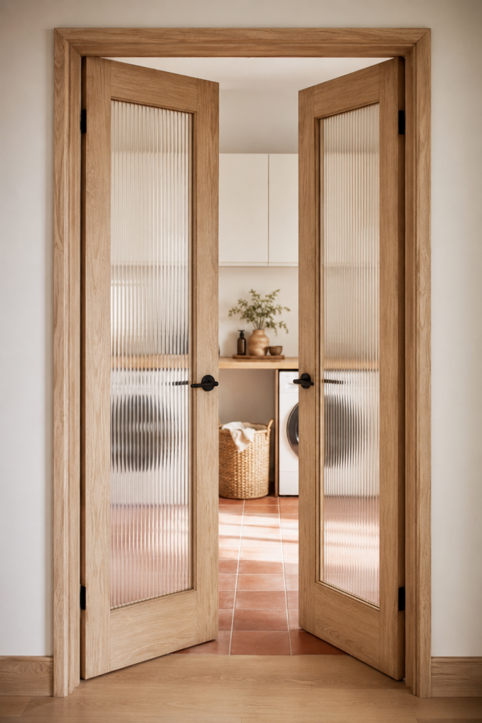 Reeded Glass Double Doors