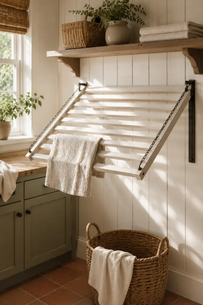 Fold-Down Slatted Wall Rack