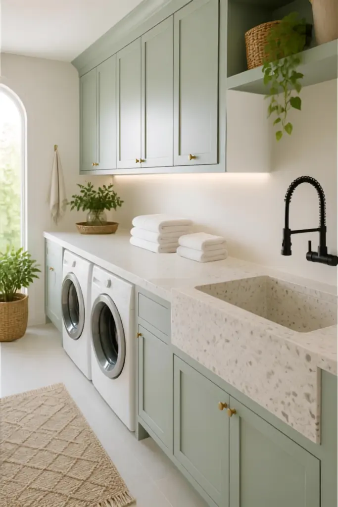 Continuous Terrazzo Counter with Integrated Sink