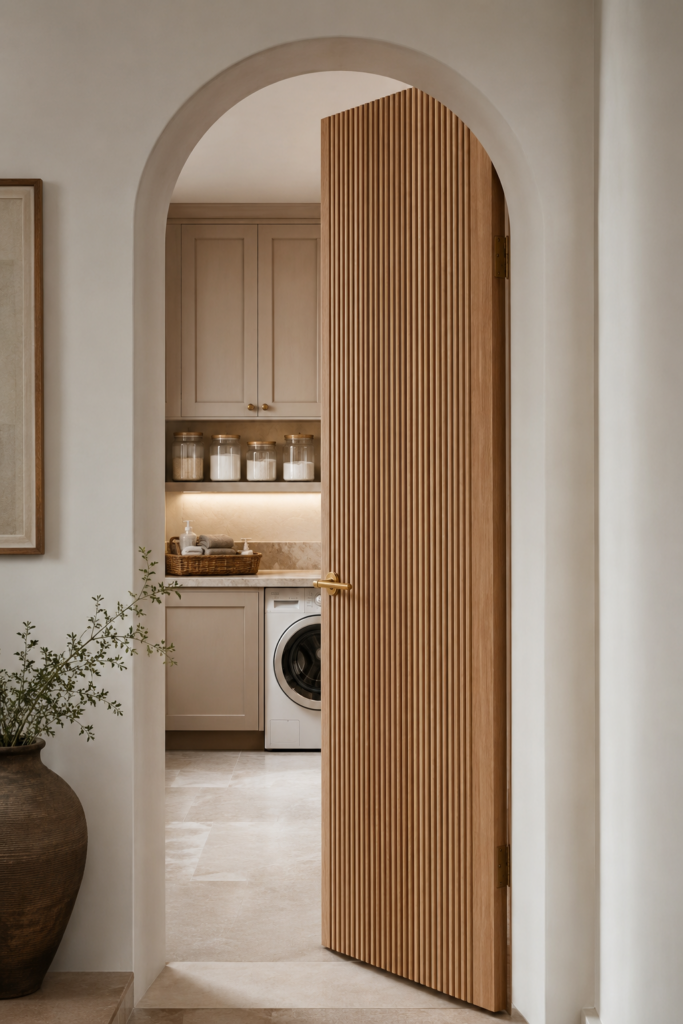 Curved Archway Door with Wood Fluting