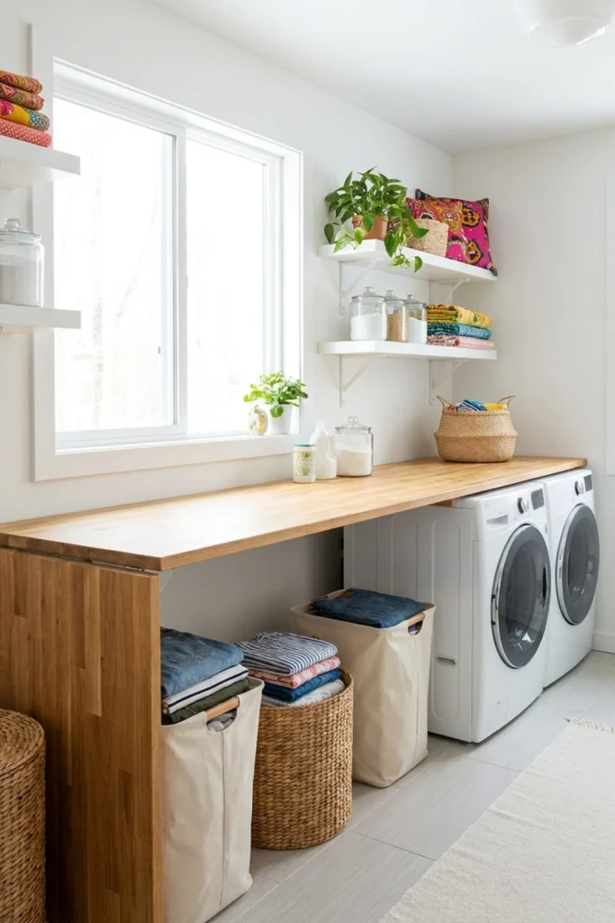 Folding Station Beside the Washer and Dryer