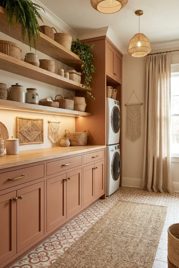 Boho Laundry Room With Natural Textures