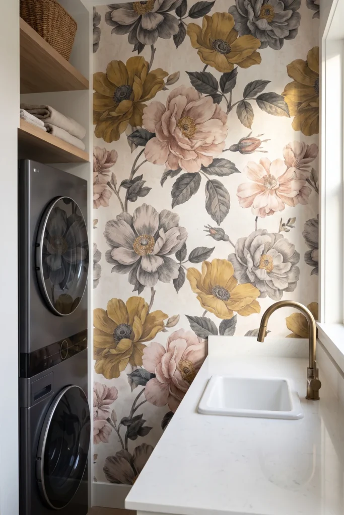 Bold Floral Wallpaper Accent Wall