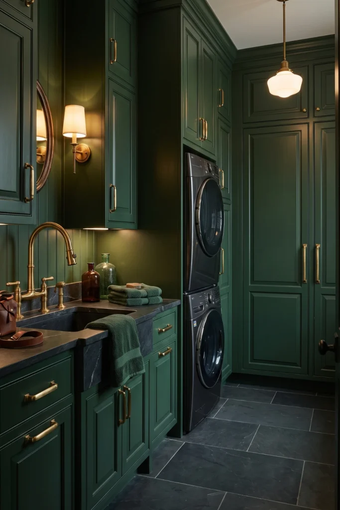 Moody Forest Green with Brass Accents