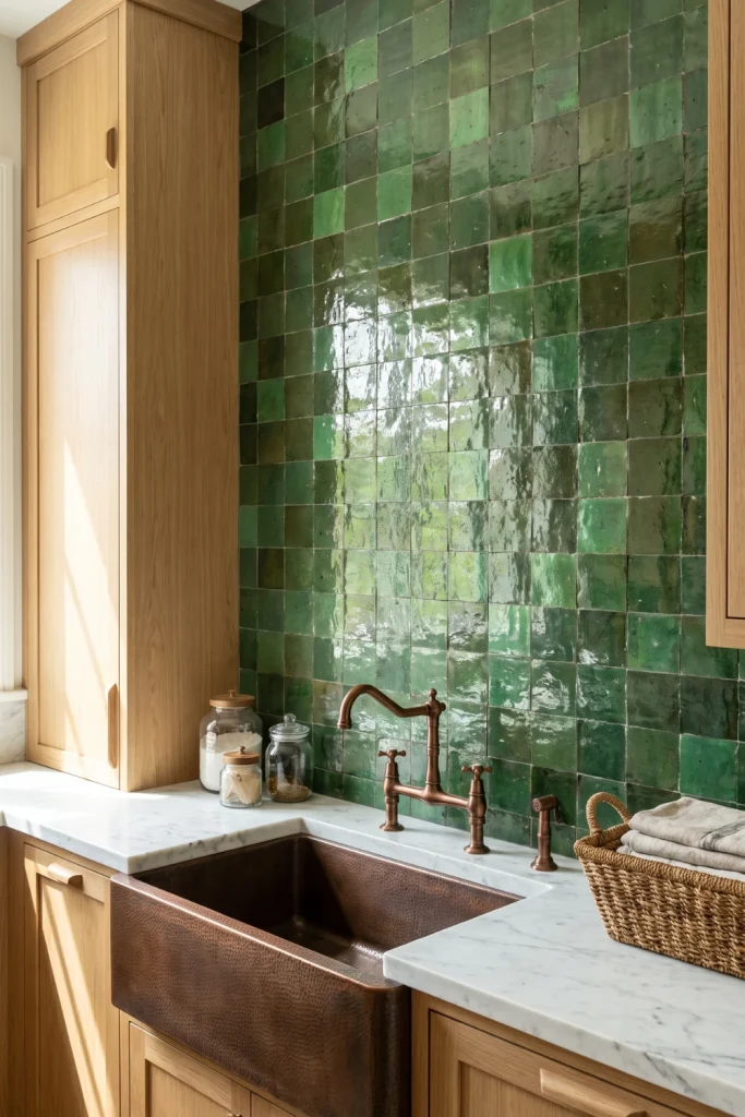 Rich Green Zellige Backsplash