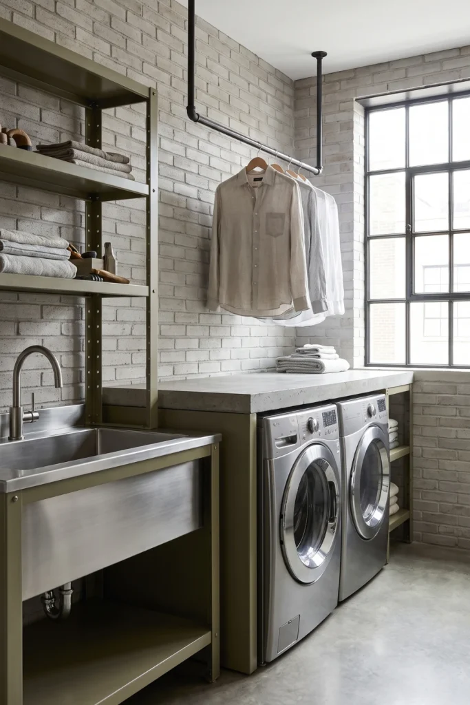 Industrial Utility Room with Khaki Accents