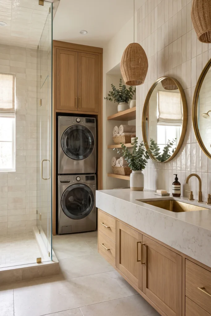Laundry Room Bathroom Combo With Spa-Like Design