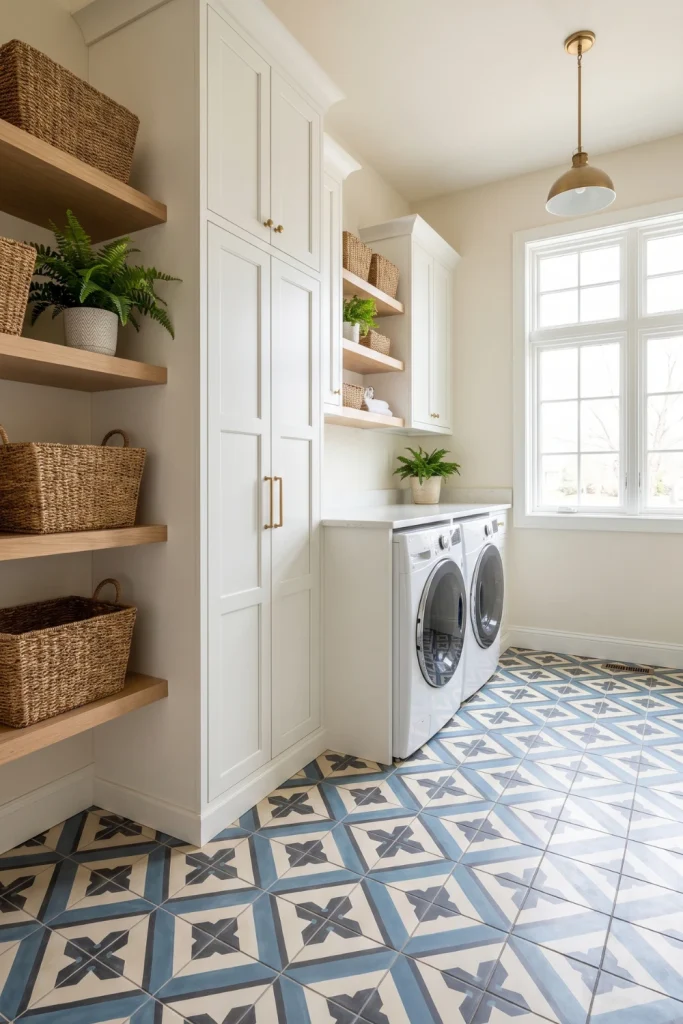 Laundry Room Flooring Tile With Patterned Style