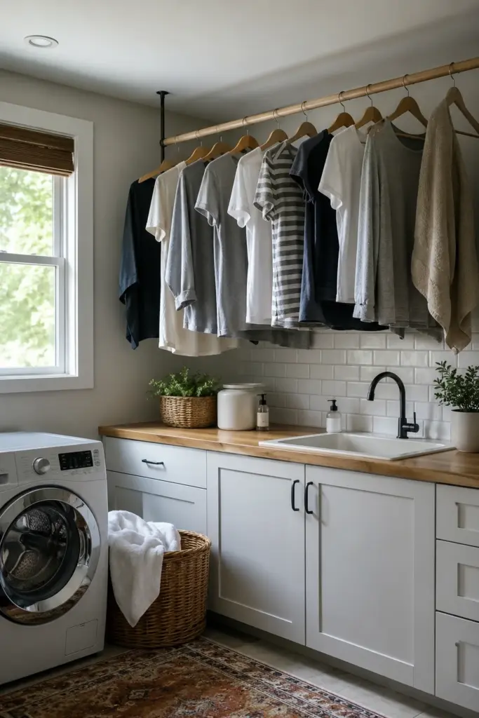 laundry room hanging ideas