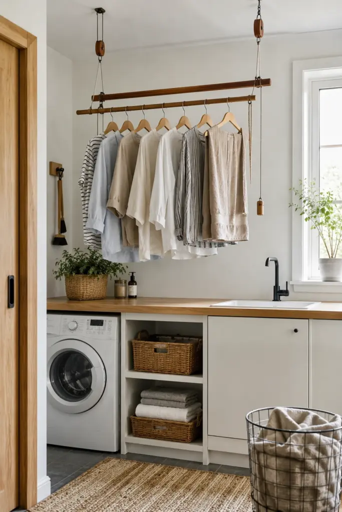 laundry room hanging ideas