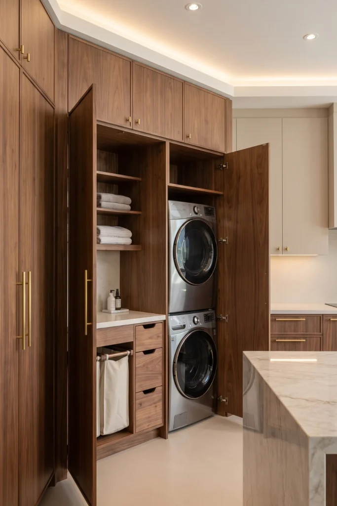 Laundry Room Hidden Behind Kitchen Cabinet Doors