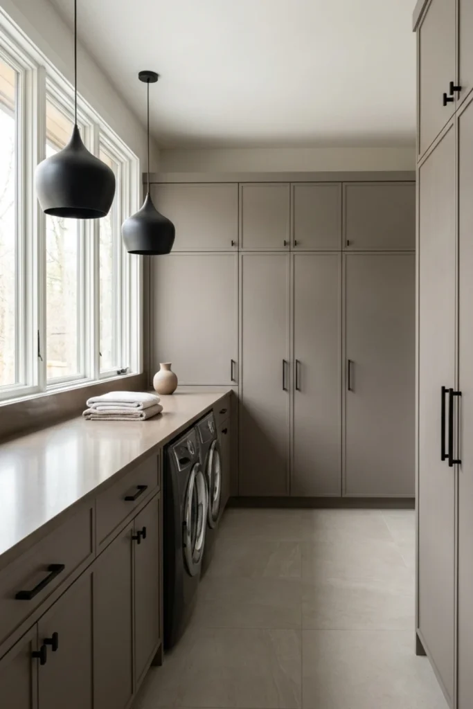 Modern Laundry Room Cabinets With Hidden Appliances