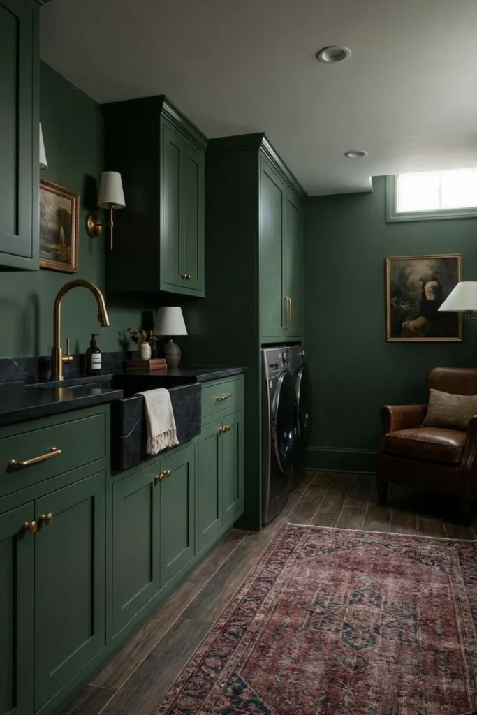 Moody Dark Green Cabinetry