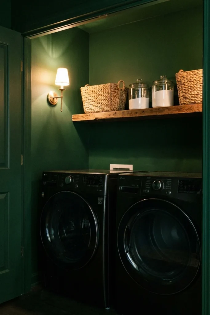 Moody Evergreen Laundry Nook