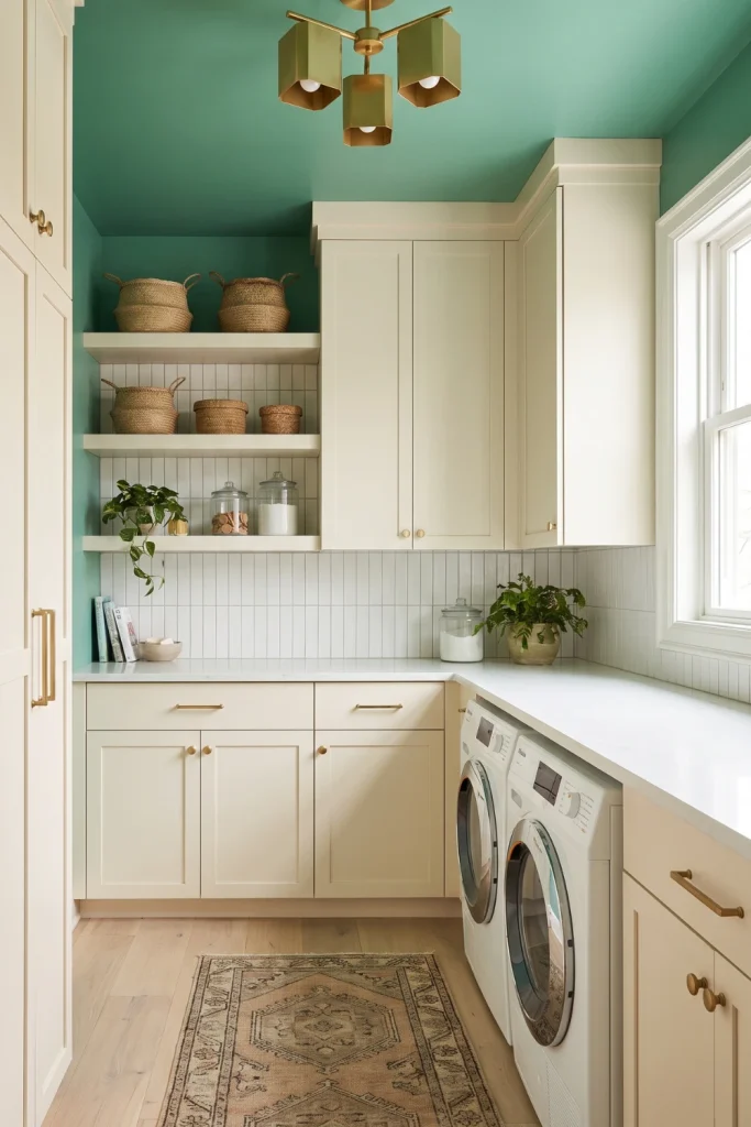 Unexpected Painted Green Ceiling
