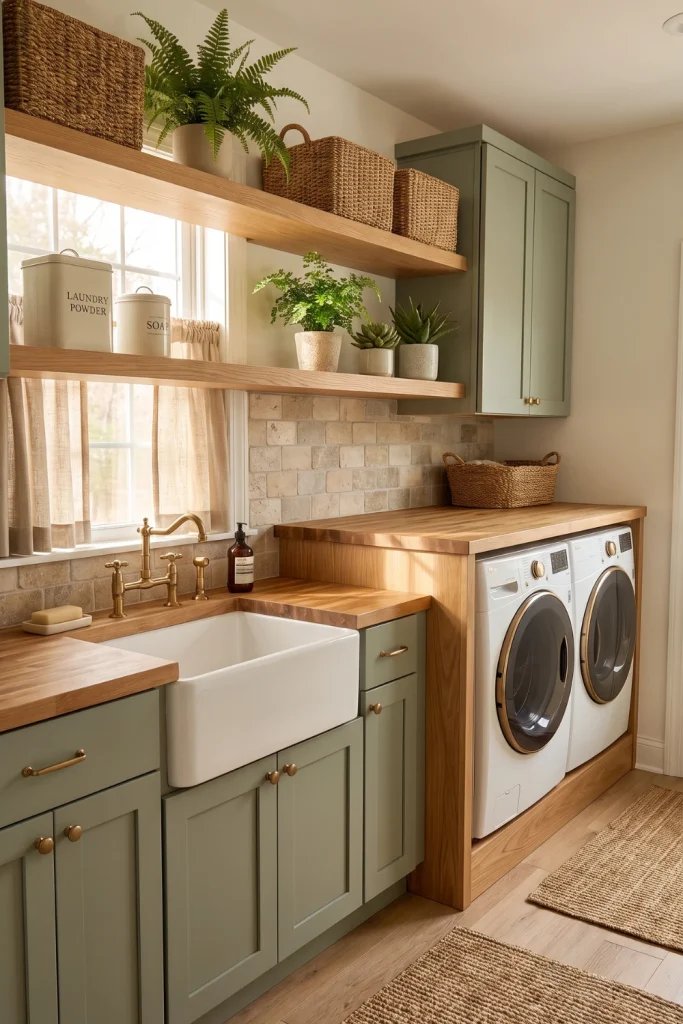 Sage Green Laundry Room Bloxburg With Natural Elements