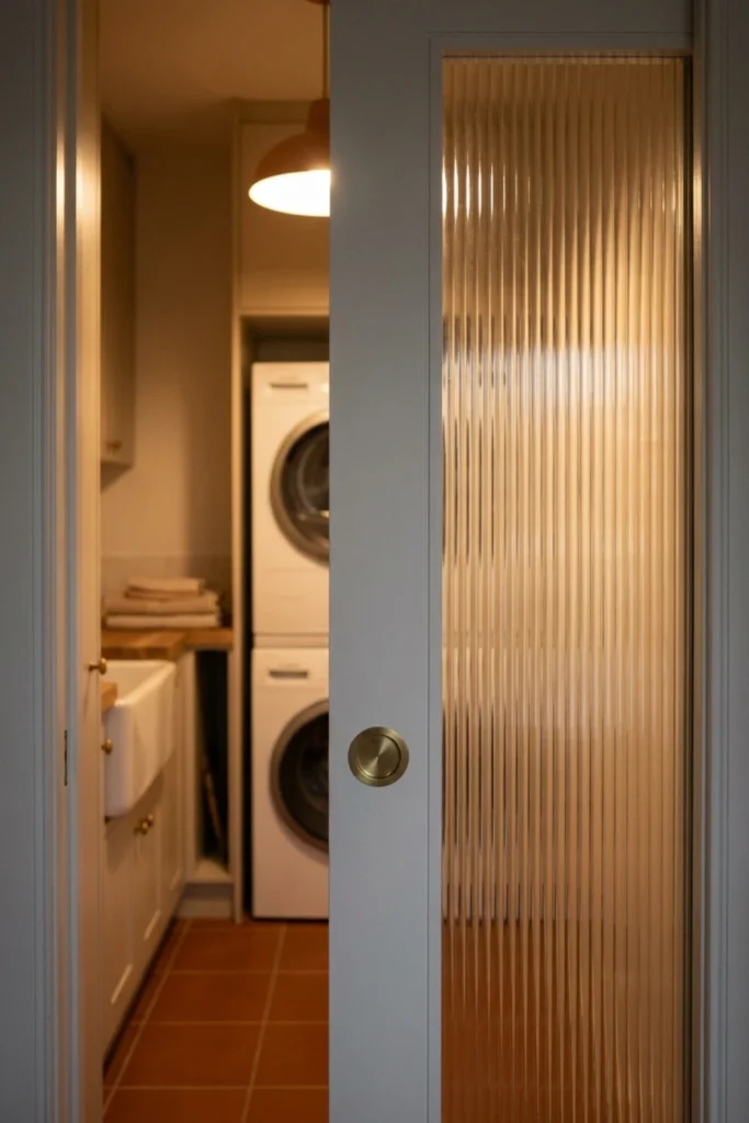 small-laundry-room-fluted-glass-pocket-door
