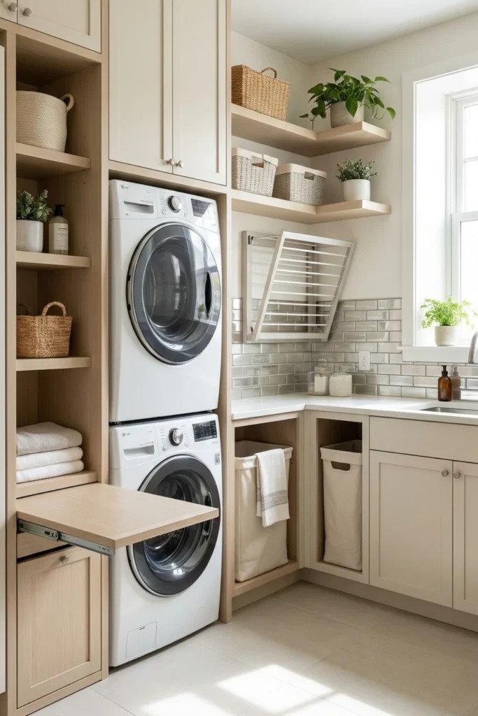 Small Space Laundry Room With Smart Storage